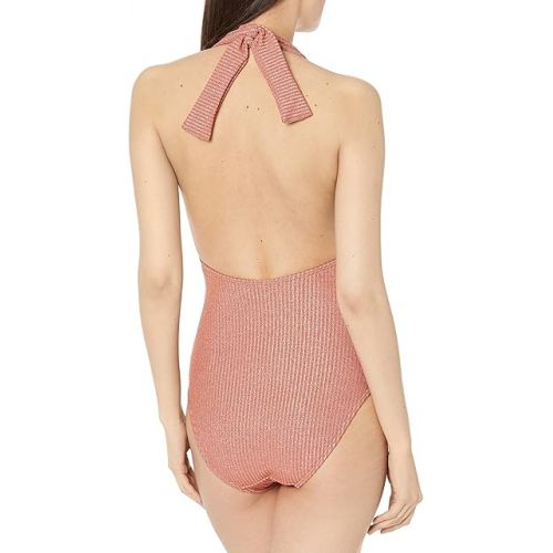  Shoshanna Women's Standard Deep V Halter One Piece