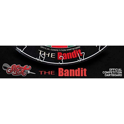  Shot! Darts The Bandit Steel Tip Dartboard-Professional Bladed Bristle Board-Official Competition Size-Self Healing Sisal-Reduced Bounce Outs-Staple Free Bullseye