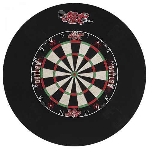  Shot! Darts Outlaw Tournament Dartboard and Surround Set-Steel Tip Dart and Board Surround Bundle