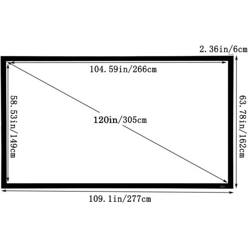  [아마존베스트]ShowMaven 100in /120in Fixed Frame Projector Screen, Diagonal 16:9, Active 3D 4K Ultra HD Projector Screen for Home Theater or Office (120inch)