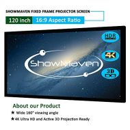 ShowMaven Fixed Frame Projector Screen, Active 3D 4K  8K Ultra HD Home Theater Projection Projector Screen (120 Diagonal, 16:9)