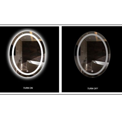  Shower Mirrors Mirror Oval Bathroom Mirror LED Light Mirror Bathroom with Light Makeup Mirror Bathroom Mirror Wall Hanging Silver Mirror (Color : Silver, Size : 60803cm)