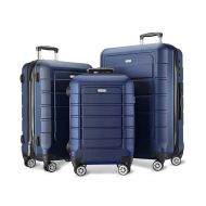 Showkoo SHOWKOO Luggage Sets Expandable PC+ABS Durable Suitcase Double Wheels TSA Lock Blue