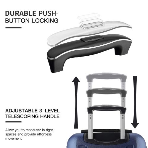  Showkoo SHOWKOO Luggage Sets Expandable PC+ABS Durable Suitcase Double Wheels TSA Lock Blue