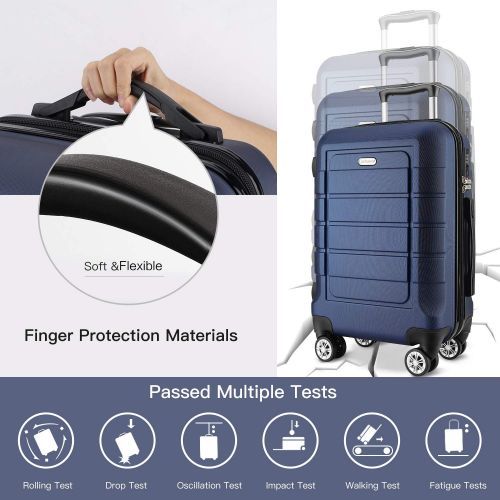  Showkoo SHOWKOO Luggage Sets Expandable PC+ABS Durable Suitcase Double Wheels TSA Lock Blue