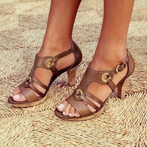  [아마존베스트]Showsing Womens Sandals Heel Rome Wedge Heel Open Toe Espadrilles Women Ankle Buckle Beach Shoes Strap Sandals Shoes 8 cm Black Brown Green Grey Red