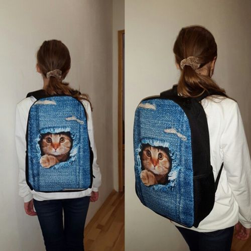  Showudesigns Kawaii 3d Cat Printing Middle Primary Shoulder Bag Kids Schoolback