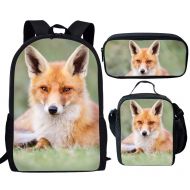 Showudesigns Fox Kids Schoolbag Set Include Backpack for School Girls Small Lunch Bag with Shoulder Strap Pencil Case