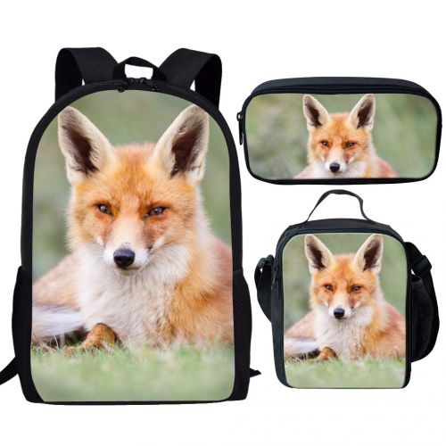  Showudesigns Fox Kids Schoolbag Set Include Backpack for School Girls Small Lunch Bag with Shoulder Strap Pencil Case