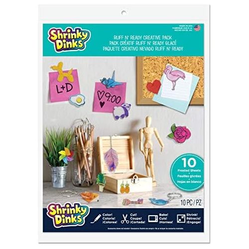  [아마존베스트]Shrinky Dinks Creative Pack 10 Sheets Frosted Ruff n Ready