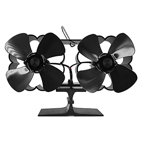  Shuanghua 8 Blade Wood Burning Stove Fireplace Fan, Dual Motor Heat Powered Stove Fan, Wall Mount /Desktop Fan, Double Headed Stove Pipe Fan for Wood Burner / Burning / Log Burner Stove, Eco