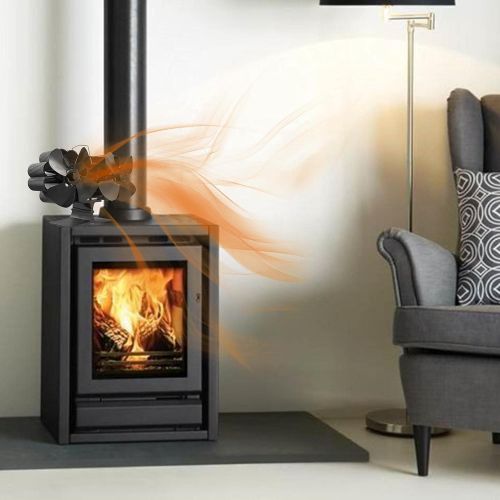  Shuanghua 8 Blade Wood Burning Stove Fireplace Fan, Dual Motor Heat Powered Stove Fan, Wall Mount /Desktop Fan, Double Headed Stove Pipe Fan for Wood Burner / Burning / Log Burner Stove, Eco