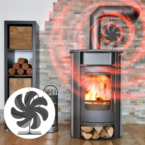  Shuanghua 7 Blades Fireplace Fan, Wood Burning Stove Fan Heat Powered Fireplace Fan, Silent Motors Heat Stove Fan Aluminum?alloy Heating Fan for Wood/log Burner/fireplace, Eco friendly and S