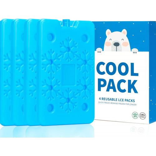  shuangjishan Ice Pack for Lunch Box,Ice Pack Cooler Reusable,Keep Cold & Fresh,Long Lasting,Thin Freezer Ice Pack for Camping,Fishing,Beach & Picnics,Set of 4,Large