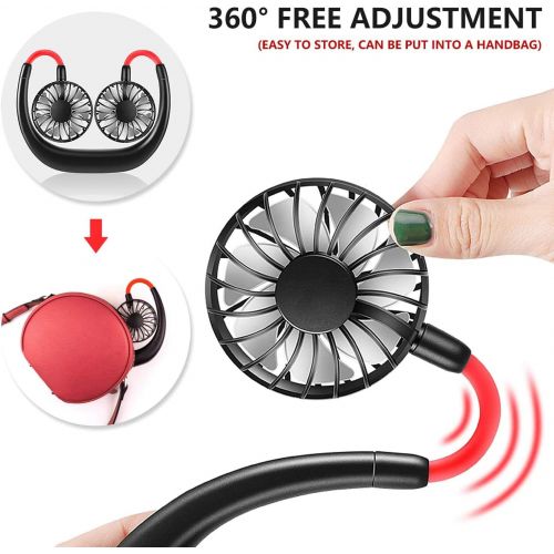  [아마존베스트]Shuangjishan Hand-Free Personal Fan, Portable Neck Fan USB Rechargeable with 3 Level Speed Adjustable Headphone Mini Design Wearable Neckband Fan Cooling Desktop Dual Wind Head for Travel Sport