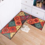 Shuheng Kitchen Floor Mat 2 Piece Sets Kitchen Mat Doormat Runner Bathroom Rug Laundry Mat Laundry Rug Non-slip Rubber Backing Boho Carpet, Size 16 x 24 In + 16 x 47 In