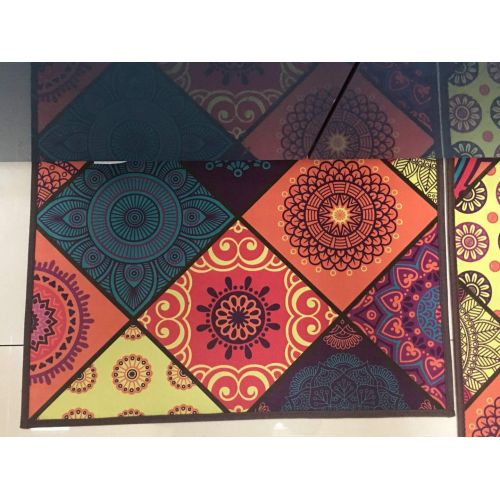  Shuheng Kitchen Floor Mat 2 Piece Sets Kitchen Mat Doormat Runner Bathroom Rug Laundry Mat Laundry Rug Non-slip Rubber Backing Boho Carpet, Size 16 x 24 In + 16 x 47 In