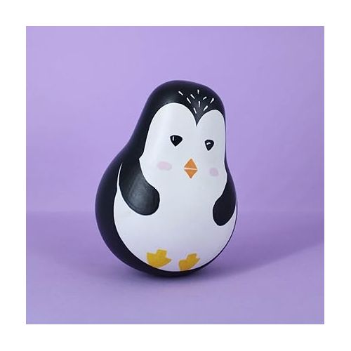  Shumee Wooden Penguin Wobbler/Wobble Toy - Baby Tummy Time Toy Montessori Tumbler Toys - (1-3 Years)| Roly Poly Toys | Wobbler Toys, Baby Development Toy for Infants Toddlers, Infant Boy Girl Gifts