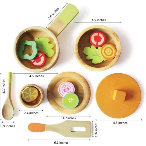  shumee Wooden Toys- Lil Chefs Wooden Cooking Set (Age 3+) 16 Piece Toy Set