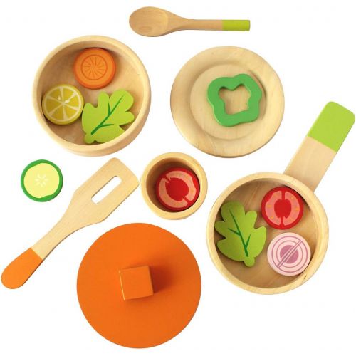  shumee Wooden Toys- Lil Chefs Wooden Cooking Set (Age 3+) 16 Piece Toy Set