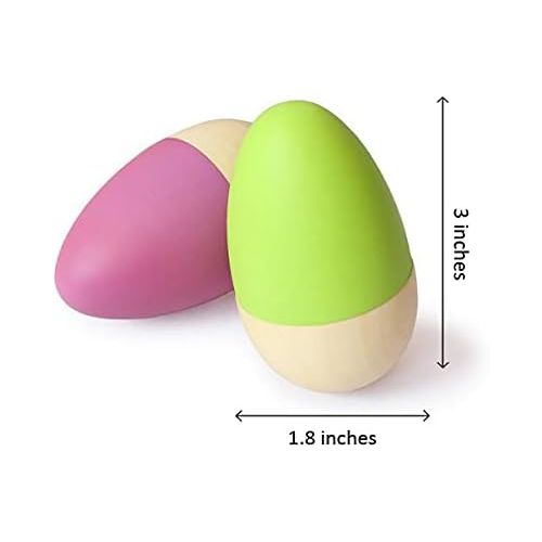  Shumee Toys - Wooden Egg Shakers for Babies (6 Months+) - Musical Rattle Montessori Toy - Set of 2 Easter Eggs (Purple and Green)