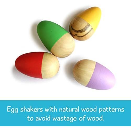  Shumee Toys - Wooden Egg Shakers for Babies (6 Months+) - Musical Rattle Montessori Toy - Set of 2 Easter Eggs (Purple and Green)