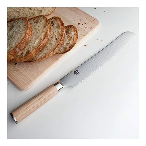  Shun Classic Blonde 9” Bread Knife, Blonde PakkaWood Handle, Full Tang VG-MAX Blade