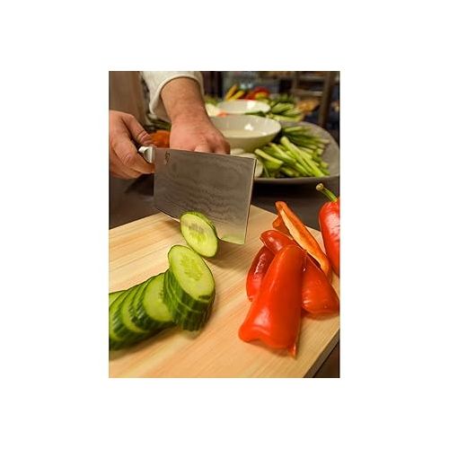  Shun Cutlery Classic Vegetable Cleaver 7”, Chinese-Style Cleaver, Ideal for Processing Large Vegetables, Authentic, Handcrafted Japanese Cleaver Knife,Silver