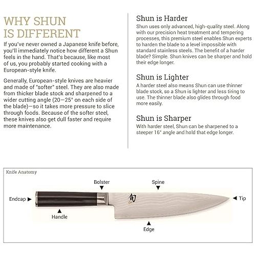  Shun Cutlery Classic Kiritsuke Knife 8”, Master Chef's Knife, Ideal for All-Around Food Preparation, Authentic, Handcrafted Japanese Knife, Professional Chef Knife