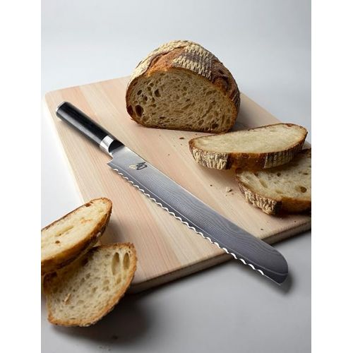  Shun Cutlery Classic Bread Knife 9”, Long Serrations Glide Through Bread, Ideal for Cakes and Pastries, Authentic, Handcrafted, Japanese Serrated Kitchen Knife,Silver