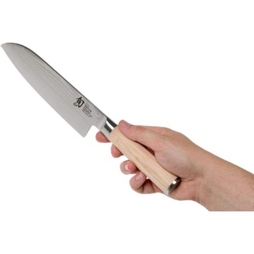  Shun Classic Blonde 7” Santoku Knife, Blonde PakkaWood Handle, Full Tang VG-MAX Blade