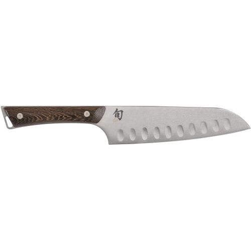  Shun Kanso Santoku 7 Inch Hollow Ground Premium Stainless Steel Blade and Wood Handle Traditional Asian Design Handcrafted in Japan, Multi-Purpose Kitchen Knife