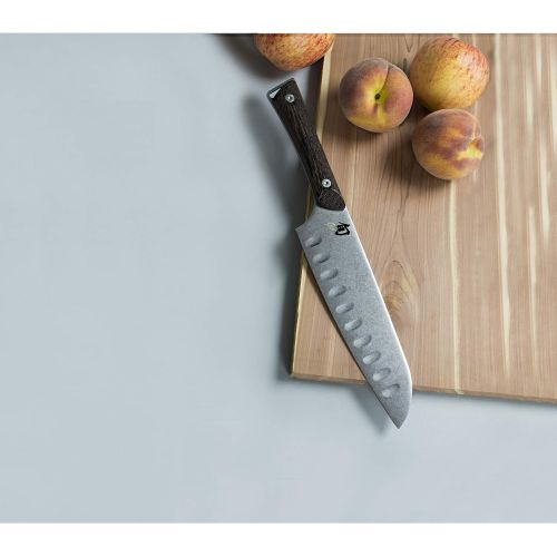  Shun Kanso Santoku 7 Inch Hollow Ground Premium Stainless Steel Blade and Wood Handle Traditional Asian Design Handcrafted in Japan, Multi-Purpose Kitchen Knife