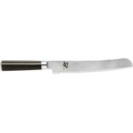 Shun Classic 9” Bread Knife with VG-MAX Steel Serrated Edge and Ebony PakkaWood Handle, 9, Silver