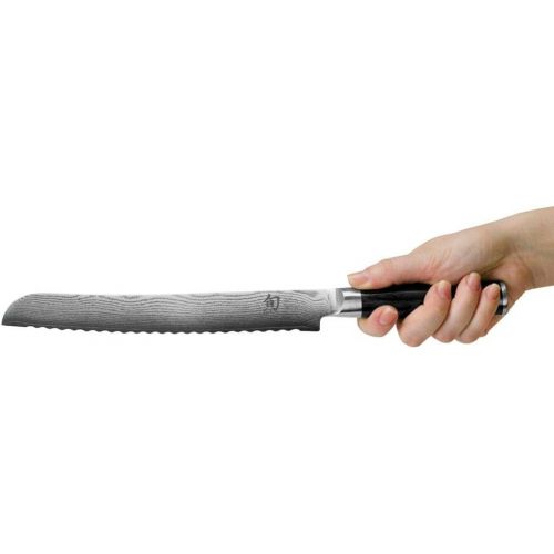  Shun Classic 9” Bread Knife with VG-MAX Steel Serrated Edge and Ebony PakkaWood Handle, 9, Silver