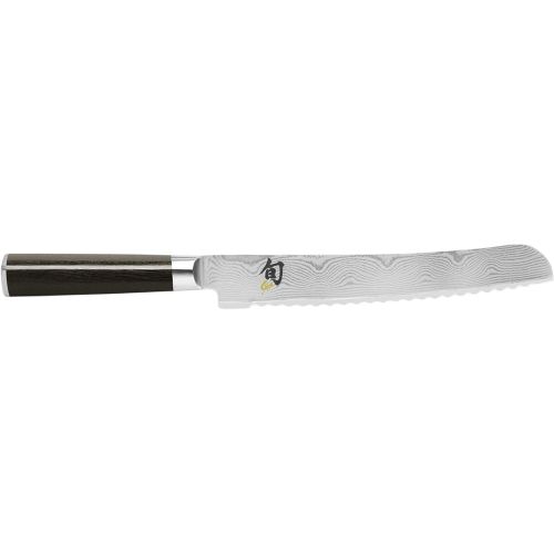  Shun Classic 9” Bread Knife with VG-MAX Steel Serrated Edge and Ebony PakkaWood Handle, 9, Silver