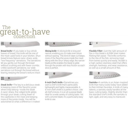  Shun Classic 9” Bread Knife with VG-MAX Steel Serrated Edge and Ebony PakkaWood Handle, 9, Silver
