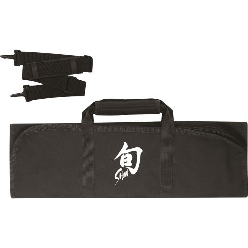  Shun Knife Roll, 8 Slots for Kitchen Knives, Carrying Case, 19.5 Inches x 18 Inches, Black