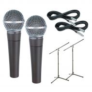 Shure},description:This microphone kit provides you with 2 of Shures popular SM58 mics, with 2 - 20 Gear One XLR cables, and 2 Musicians Gear MS-220 mic stand with fixed booms.Shur