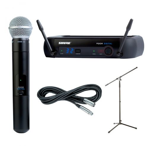  Shure},description:This package includes Shures PGXD24SM58 Digital Wireless System with SM58 Mic (see SKU# H68497), Musicians Gear MS-220 Tripod Mic Stand with Fixed Boom (see SKU