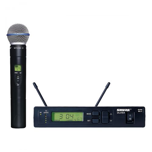  Shure},description:The Shure ULXS24BETA 58 is a handheld wireless microphone system that includes the ULX287 Handheld Transmitter with Beta 58A Microphone, and the ULXS4 Diversit