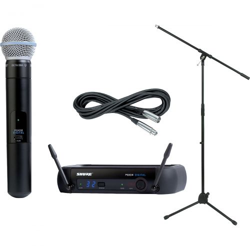  Shure},description:This package includes Shures PGXD24Beta58A Digital Wireless System with Beta 58A Mic (see SKU# H68490), a Musicians Gear MS-220 Tripod Mic Stand with Fixed Boom