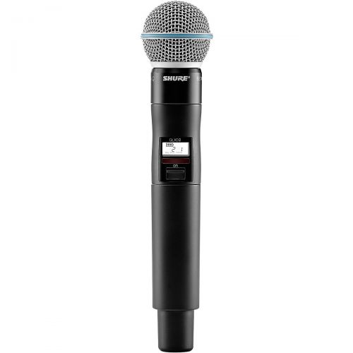  Shure},description:With an interchangeable BETA58A microphone cartridge, the QLXD2BETA58A Handheld Wireless Microphone Transmitter is ideal for wireless vocals in presentation spa
