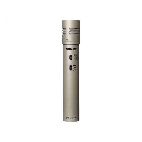  Shure},description:The Shure KSM137 is an end-address condenser microphone with a cardioid polar pattern. Designed for studio use, yet rugged enough for live applications, the KSM1