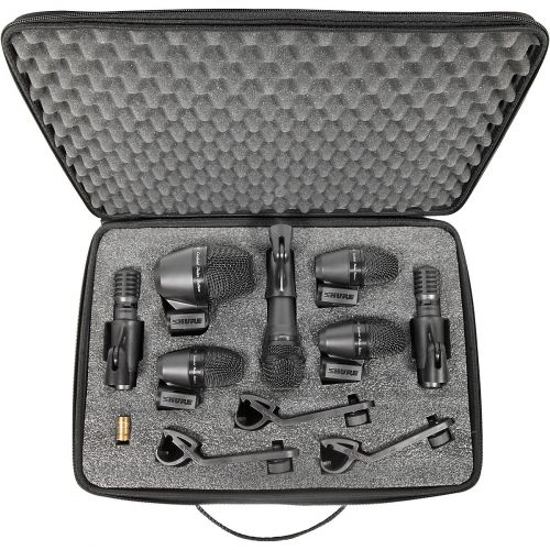  Shure},description:This affordable drum microphone kit includes a total of seven PG ALTA Series microphones, seven XLR microphone cables, three drum mounts and a hard-shell carryin