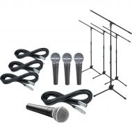 Shure},description:This Shure 4-Pack givess you 4 each of Shures most popular vocal mics, the SM58, with an equal number of 20 Gear One XLR cables, and 4 Musicians Gear MS-220 mic