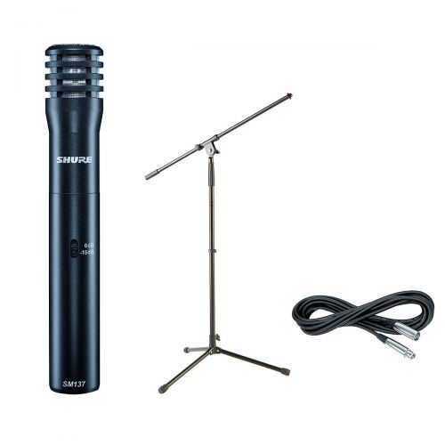  Shure},description:With this cost-saving Shure mic pack you get a Shure SM137 condenser microphone with a Musicians Gear MS-220 tripod mic stand and a 20 Gear One XLR mic cable.Shu