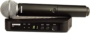 Shure BLX24/SM58 UHF Wireless Microphone System - Perfect for Church, Karaoke, Vocals - 14-Hour Battery Life, 300 ft Range | Includes SM58 Handheld Vocal Mic, Single Channel Receiver | J11 Band