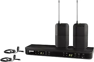 Shure BLX188/CVL UHF Wireless Microphone System - Perfect for Interviews, Presentations, Theater - 14-Hour Battery Life, 300 ft Range | Includes (2) Lavalier Mics, Dual Channel Receiver | H9 Band