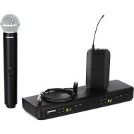 Shure BLX1288/W85 UHF Wireless Microphone System, 300ft Range, 14-Hour Battery Life, Includes Handheld & Lavalier Mics, Dual Channel Receiver, H10 Band